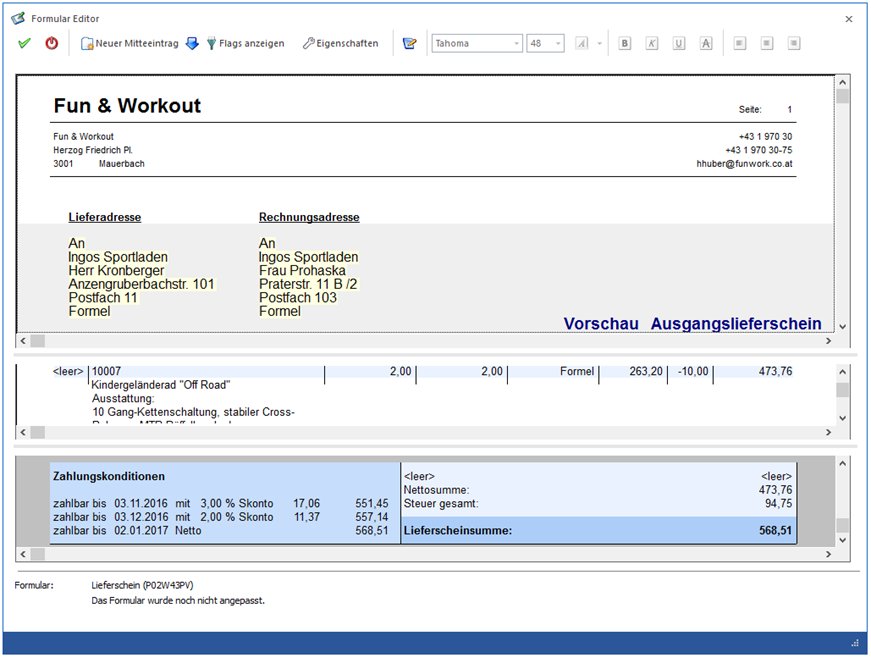 Vereinfachte Anzeige im WinLine Formulareditor mit Echtdaten Vereinfachte Anzeige im WinLine Formulareditor mit Echtdaten