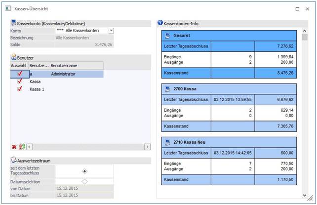KassenÜbersicht